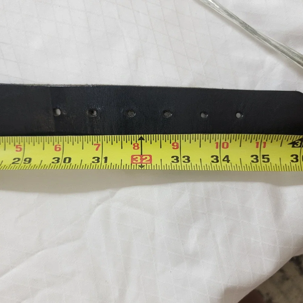VTG Ann Taylor Black Leather Belt Made in England Silver Square Buckle Womens L
